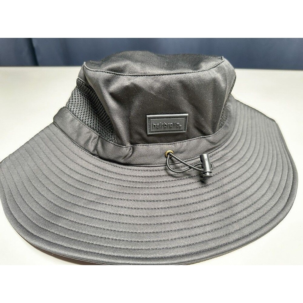 Hairbrella Satin-Lined Waterproof Sun Beach Outdoor Hat Unisex Black New